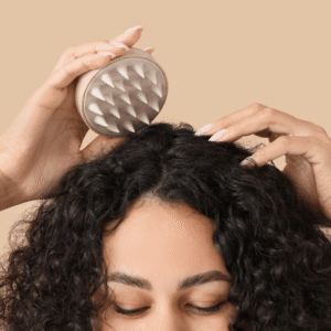 lady massaging her hair